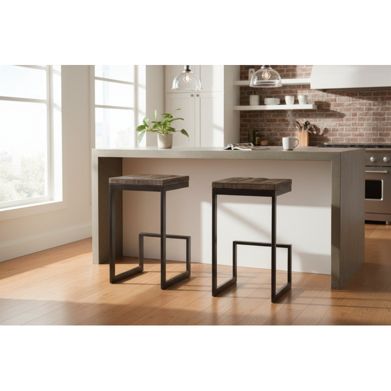 Briyit Counter Stool with Metal Frame, Gray, Gray
