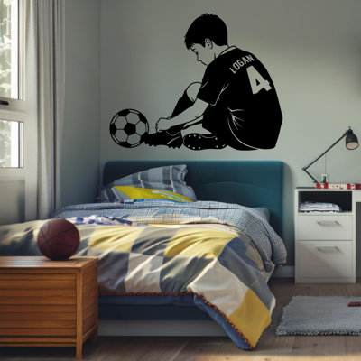 Autocollant mural sport thème football - autocollant en vinyle personnalisé pour chambre d'enfant, chambre de bébé ou salle de jeu, installation simple, vinyle de qualité supérieure, bon cadeau DS-26