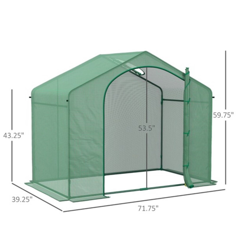 Green Mini Walk-in Greenhouse – Level 4 Windproof, Spacious & Cold-protective For Gardens & Allotments