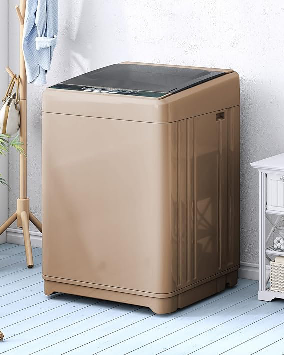 17.6lbs Full-Automatic Washing Machine,  2-in-1 Portable Washer-Dryer(1.7 Cu Ft Portable Washer) With Drain Pump, 10 Wash Programs 8 Water Levels, Compact Mini Washer And Spin-dryer Combo For Dorms, Apartment, RV (Brown)