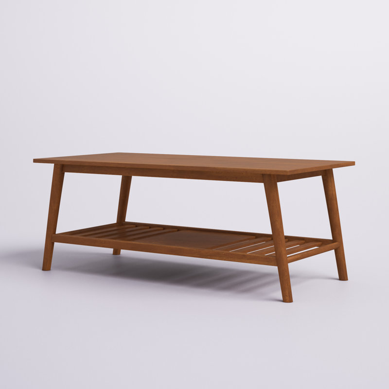 Ailani 47” W Solid Wood Coffee Table with Birch Veneer, Brown