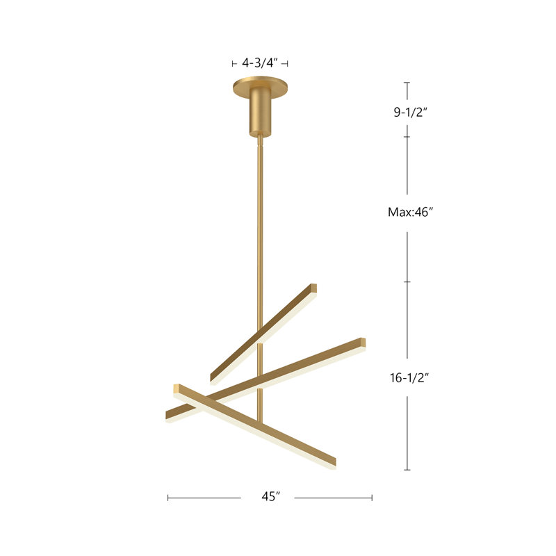 Vega 3 - Light LED Pendant, Brushed Nickel, 16.5" H x 45" W x 45" D