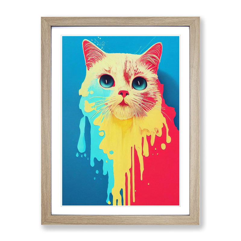 Cat In No.6 Framed Print, 64cm H x 46cm W x 2cm D, Oak