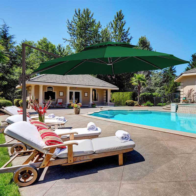 Parasol en porte-à-faux Pulk, Vert foncé, L 120 po x P 120 po