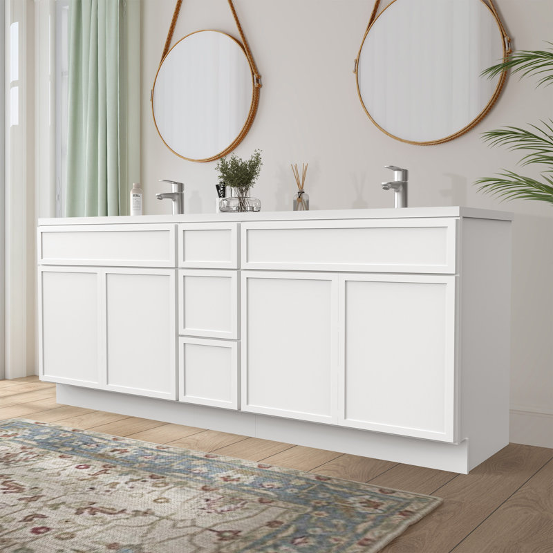 72 Double Bathroom Vanity Base Only, White
