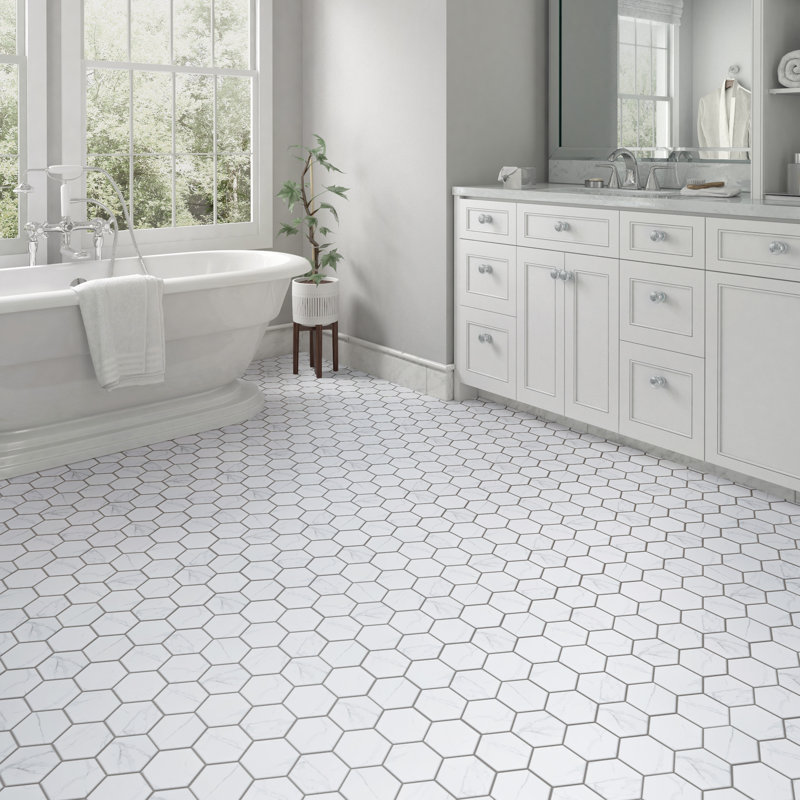 Carrione Super Hex Matte Carrara 10" x 11-1/2" Porcelain Mosaic Tile