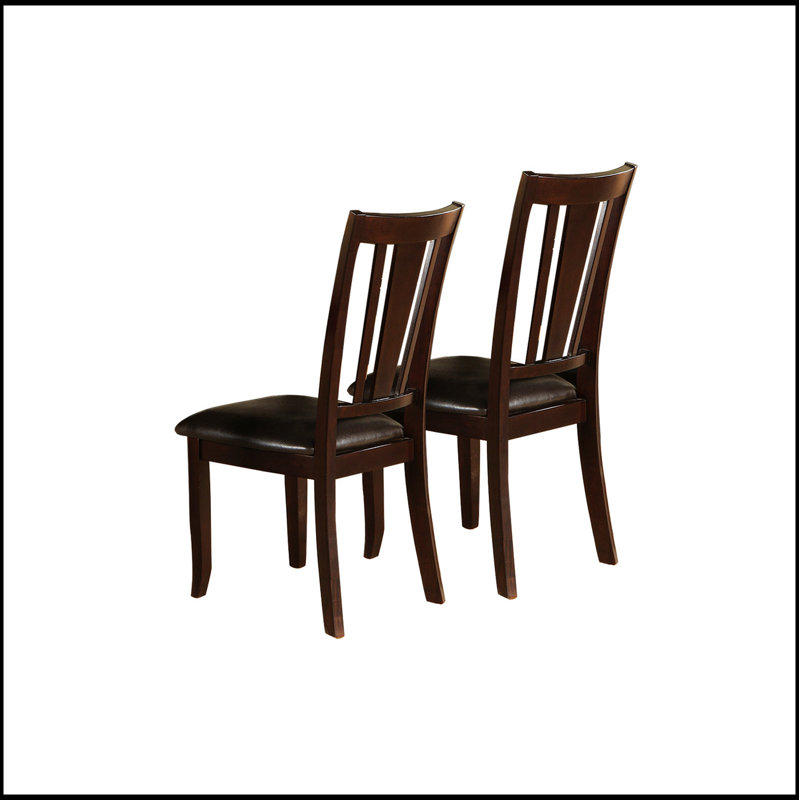 Ensemble de 2 chaises d'appoint à dossier à lattes Charlton en espresso, alliant élégance et durabilité pour les salles à manger modernes