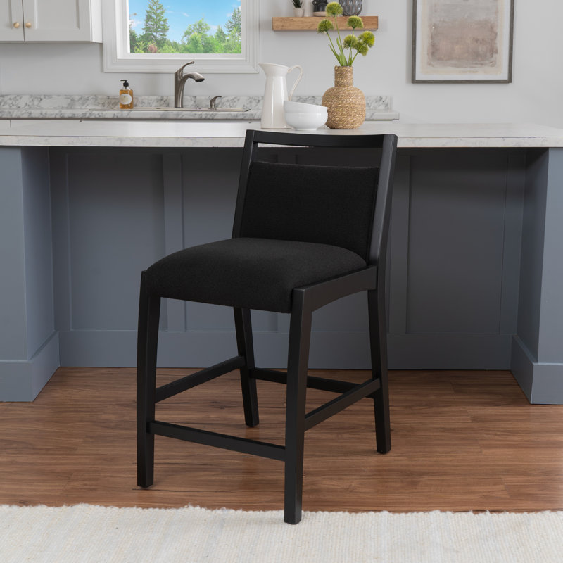 Skylar Upholstered Black Counter Stool, Black