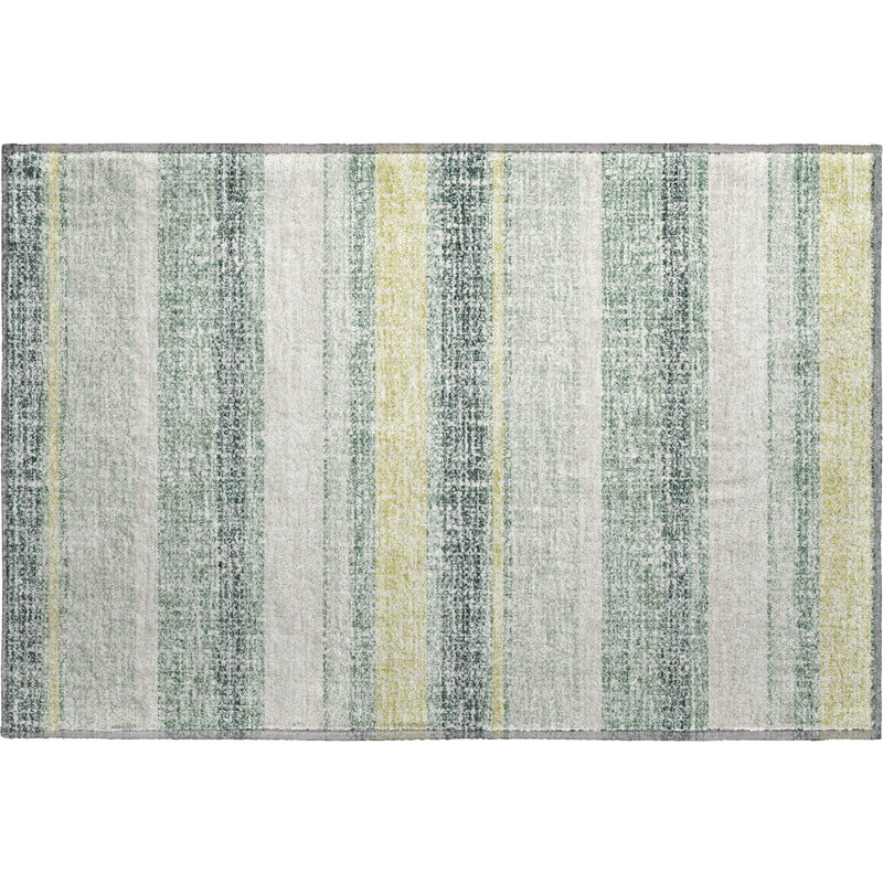 Premium Machine Washable Mayfield AMF2122 Striped Rug, Seafoam, 1'8" x 2'6"