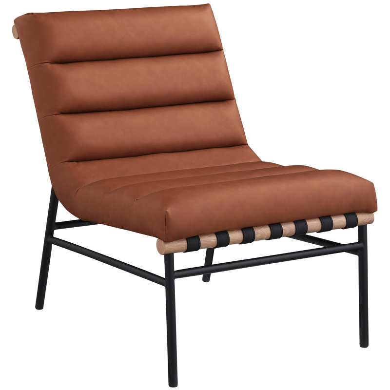 Shayah 24.5'' Wide Side Chair, Soft Cognac Faux Leather