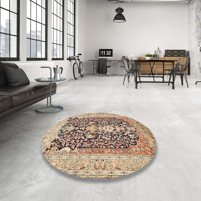 Tapis traditionnel gris / brun, Rond 4 pi