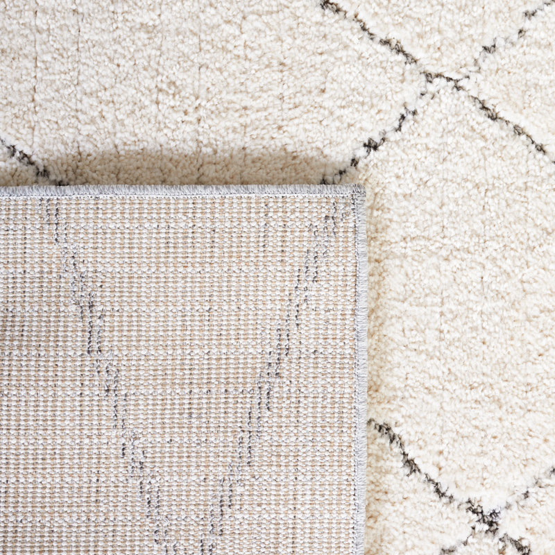 Handmade Gray Abstract Tufted Wool Shag Rug
