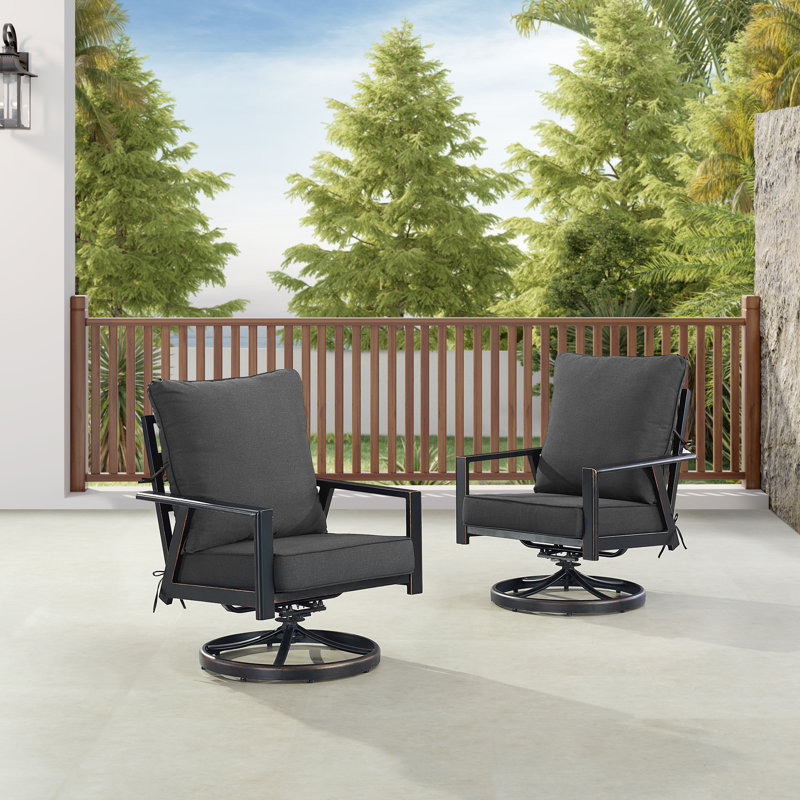 Lux Outdoor Swivel Lounge Chair, Black