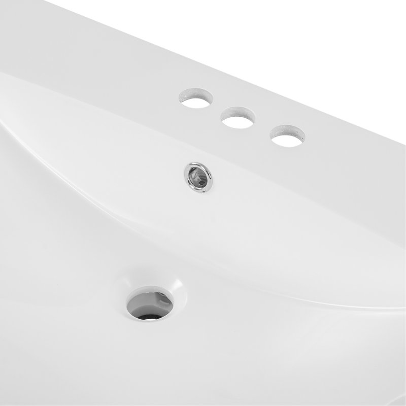 Surface de meuble-lavabo en céramique 36 po, lavabo blanc, 3 trous de robinet pré-percés, moderne, P 18 po x H 6,6 po, convient au dessus du meuble, profondeur de 41,73 po