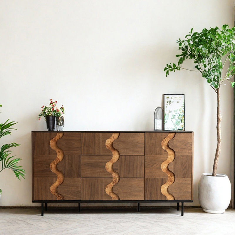 Armoire d'entrée Mid-Century, H 33,1 po x l 47,2 po x P 15,7 po, Brun