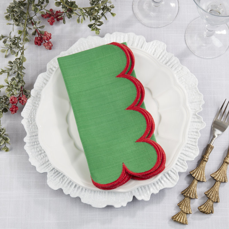 Sweet Edge Scalloped Napkin (Set of 4), Green