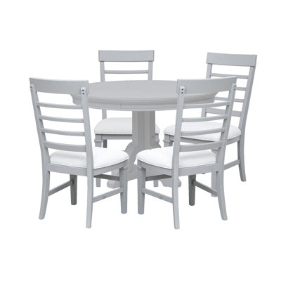 Grey Extendable 48" Round Dining Table With 4 Side Chairs