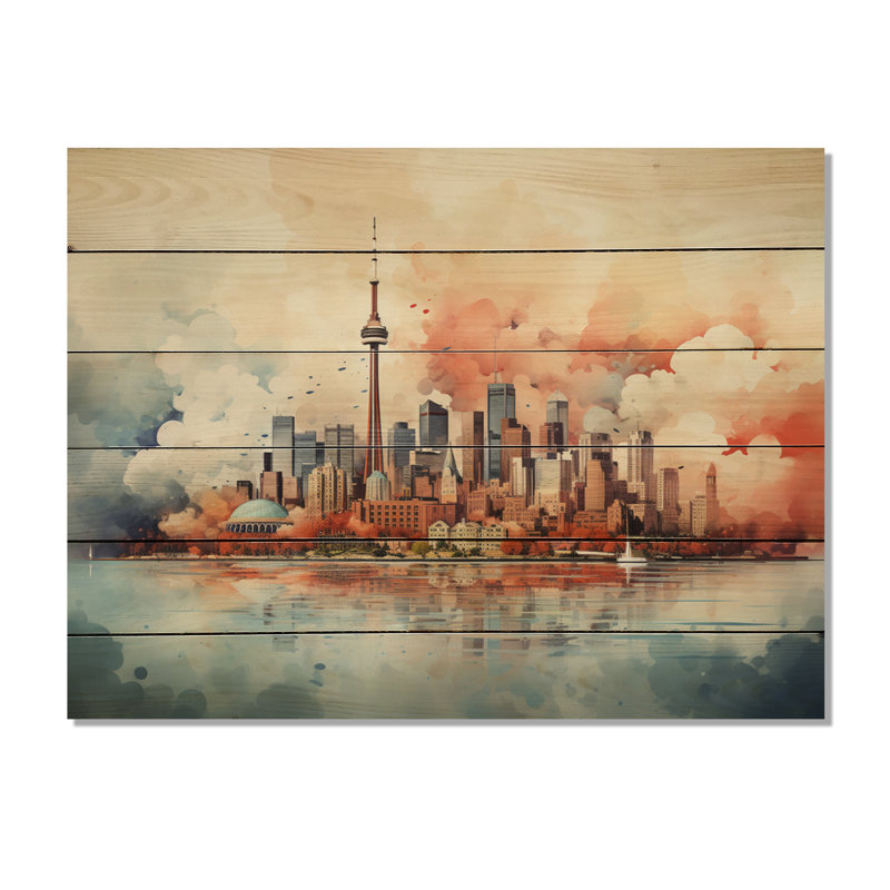 Lanni Canada Toronto City III sur bois, H 30 po x l 40 po x P 0,78 po