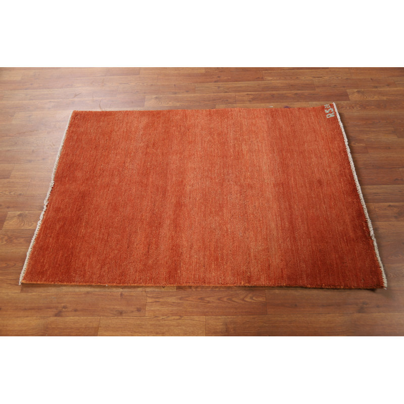 Tapis orange pour vestibule moderne Gabbeh 3 x 4