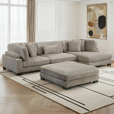 Canapé modulaire moderne en velours côtelé 135 po Hulett