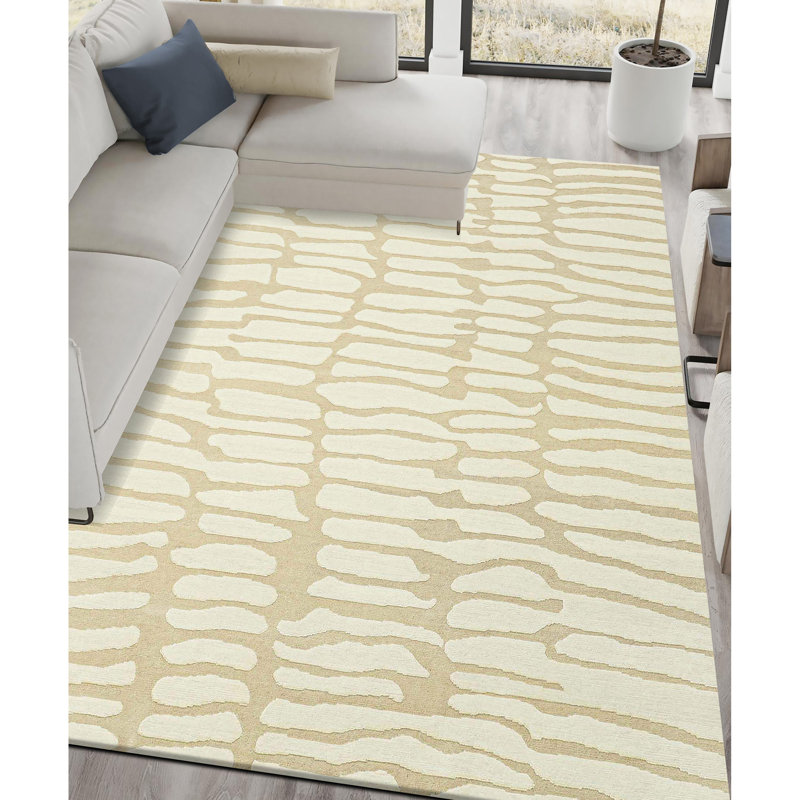Hand Knotted Abstract Area Rug, Rectangle 8' x 10'