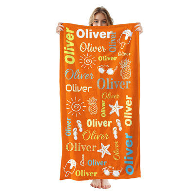  Personalized Beach Towel with Name, Custom Microfiber Bath Towel 30*60 inches,Summer Oliver beach