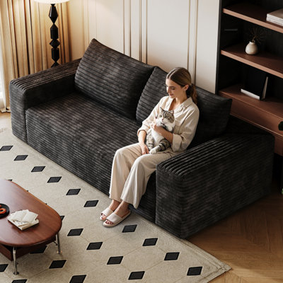 Canapé 71 po 71 po, tissu velours côtelé, sièges profonds, canapé causeuse confortable, sans assemblage, 1 pièce pour salon, chambre à coucher, salle de conférence, appartement