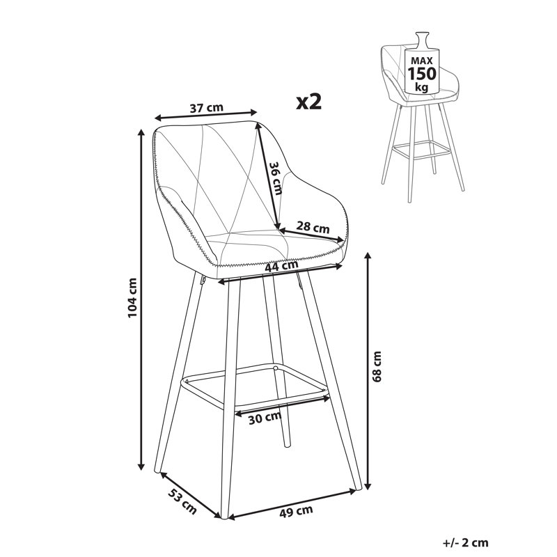 Maxman 11.02cm Bar Stool, Grey