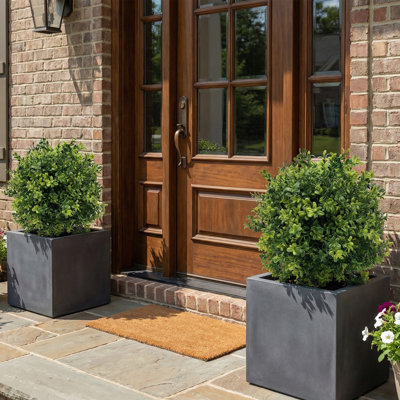 2 piquets de jardin de verdure artificielle, piquets de terre de cygne de Boston et de fougères de Boston pour la décoration de jardin extérieur