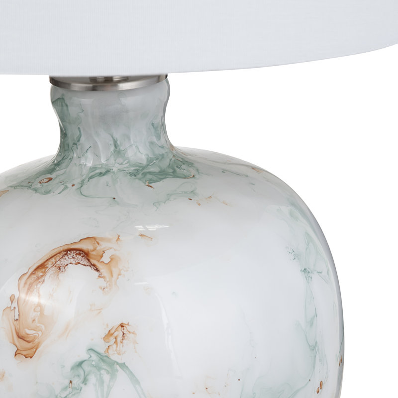 Ashwina Glass And Crystal Table Lamp, Blue/White/Gold/Clear