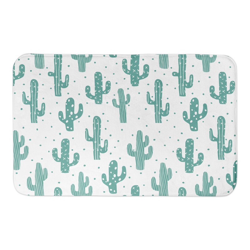 Tapis pour salle de bain à motif floral antidérapant Cullompt, Bleu sarcelle