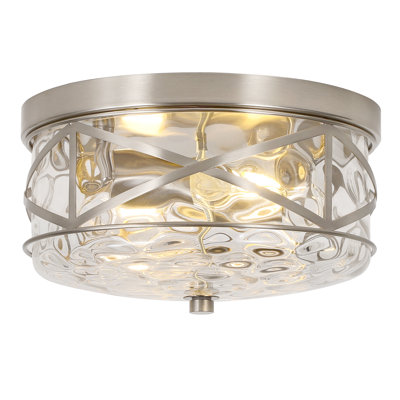 Alixandra 2-Light Flush Mount Glass Ceiling Light with Metal Frame