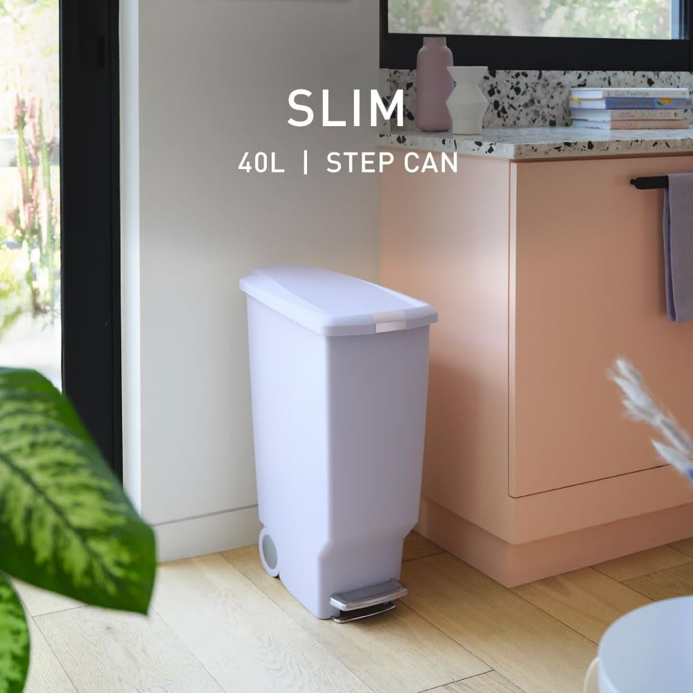 simplehuman 10.6gal Slim Step-On Can, Lilac
