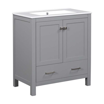 Meuble-lavabo noir 30 po avec lavabo simple