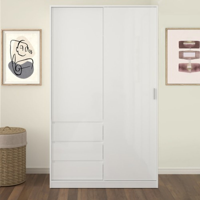 Aighleigh 1 Door Solid Wood Wardrobe, White
