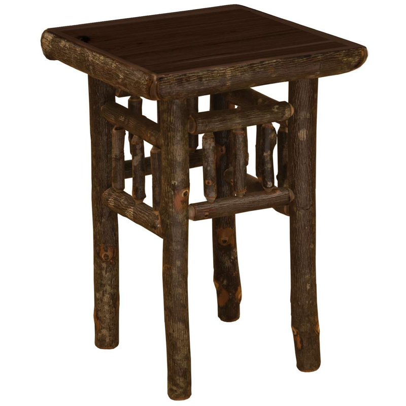 Fireside Lodge Hickory Log Open End Table - Cinnamon, Rustic Alder