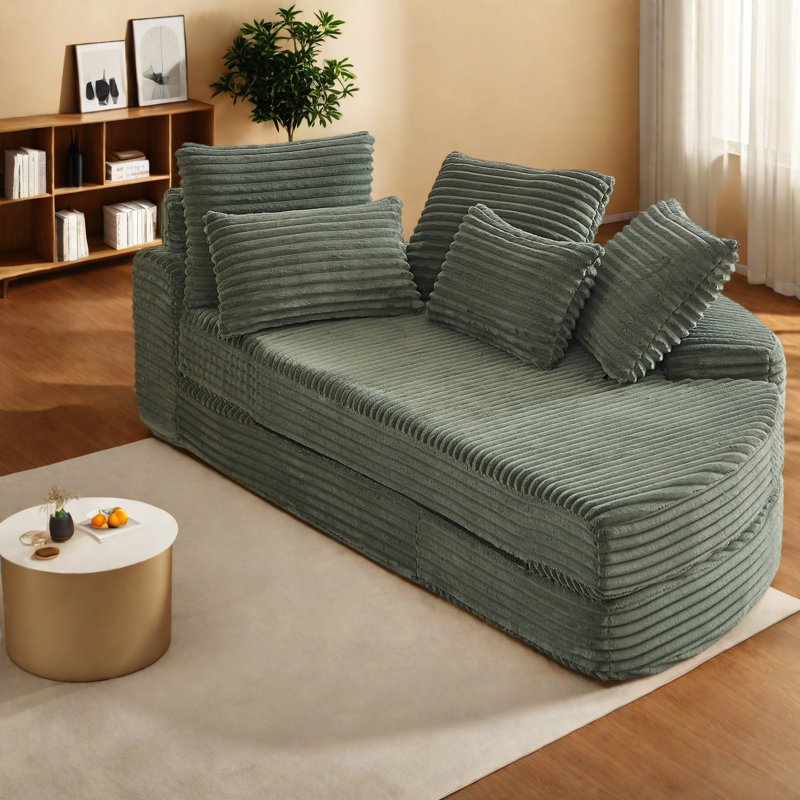 Canapés modulaires à compression, 2 en 1 en velours côtelé de 199,5 cm (78,5 po), de style moderne.
