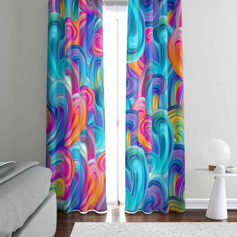 Panneau de rideau simple semi-diaphane abstrait Hesston, L 20 po x L 52 po