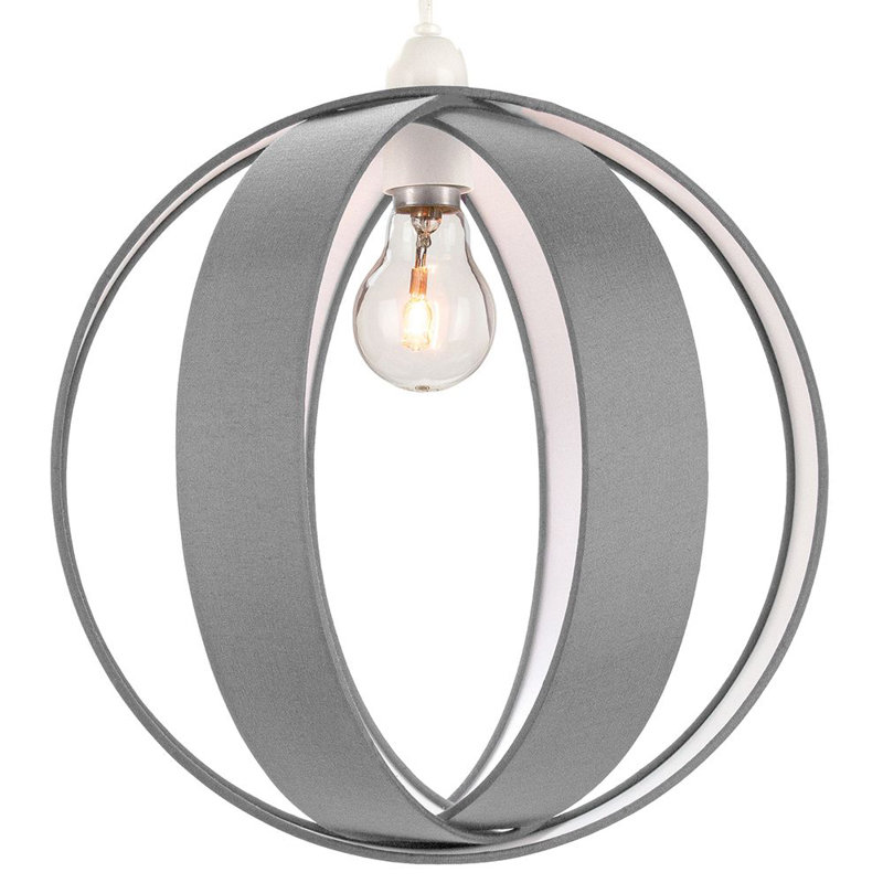 28cm H Silk Round Pendant Shade ( Screw On ), Grey