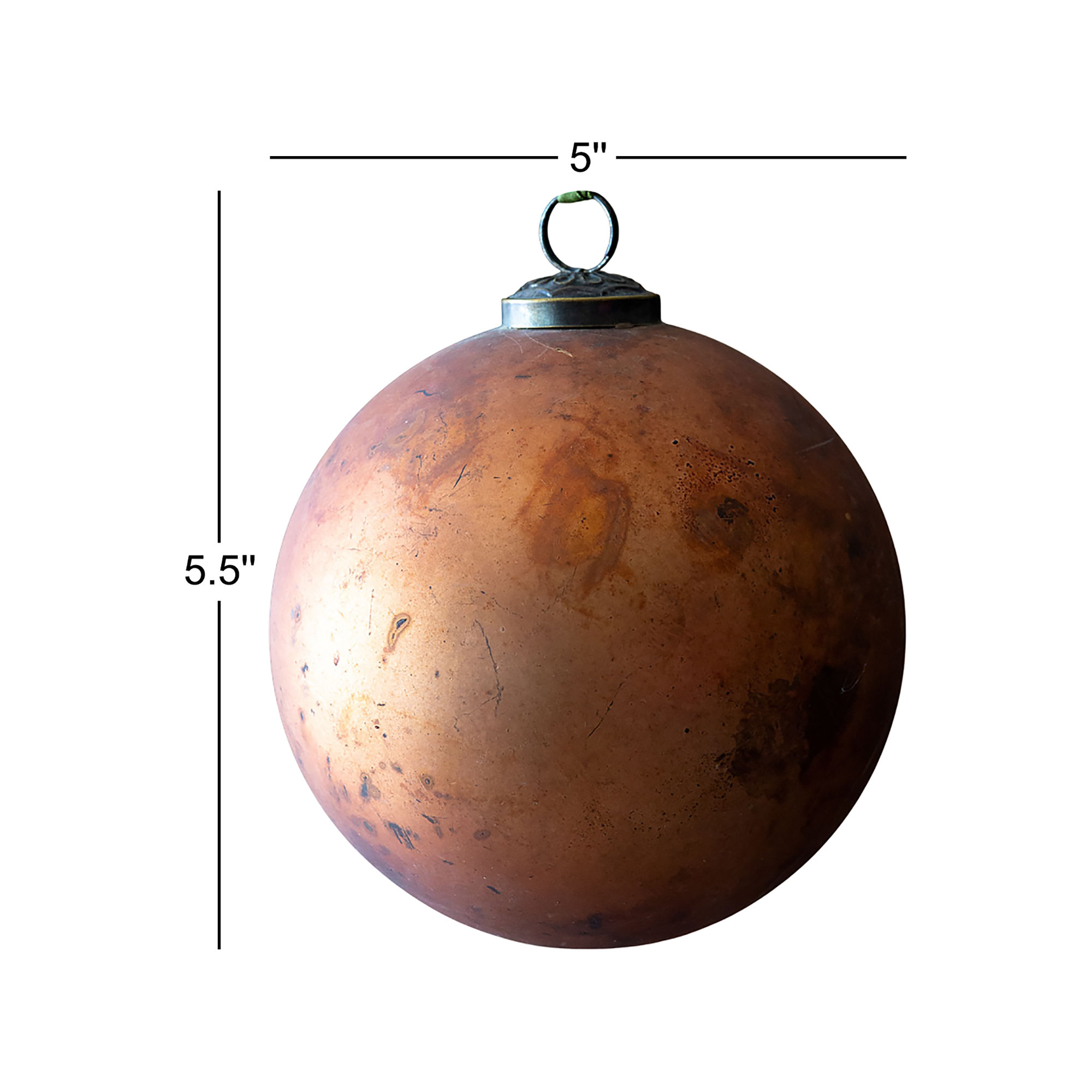 Glass Ball Ornament, 5.5" H x 5" W x 5" D