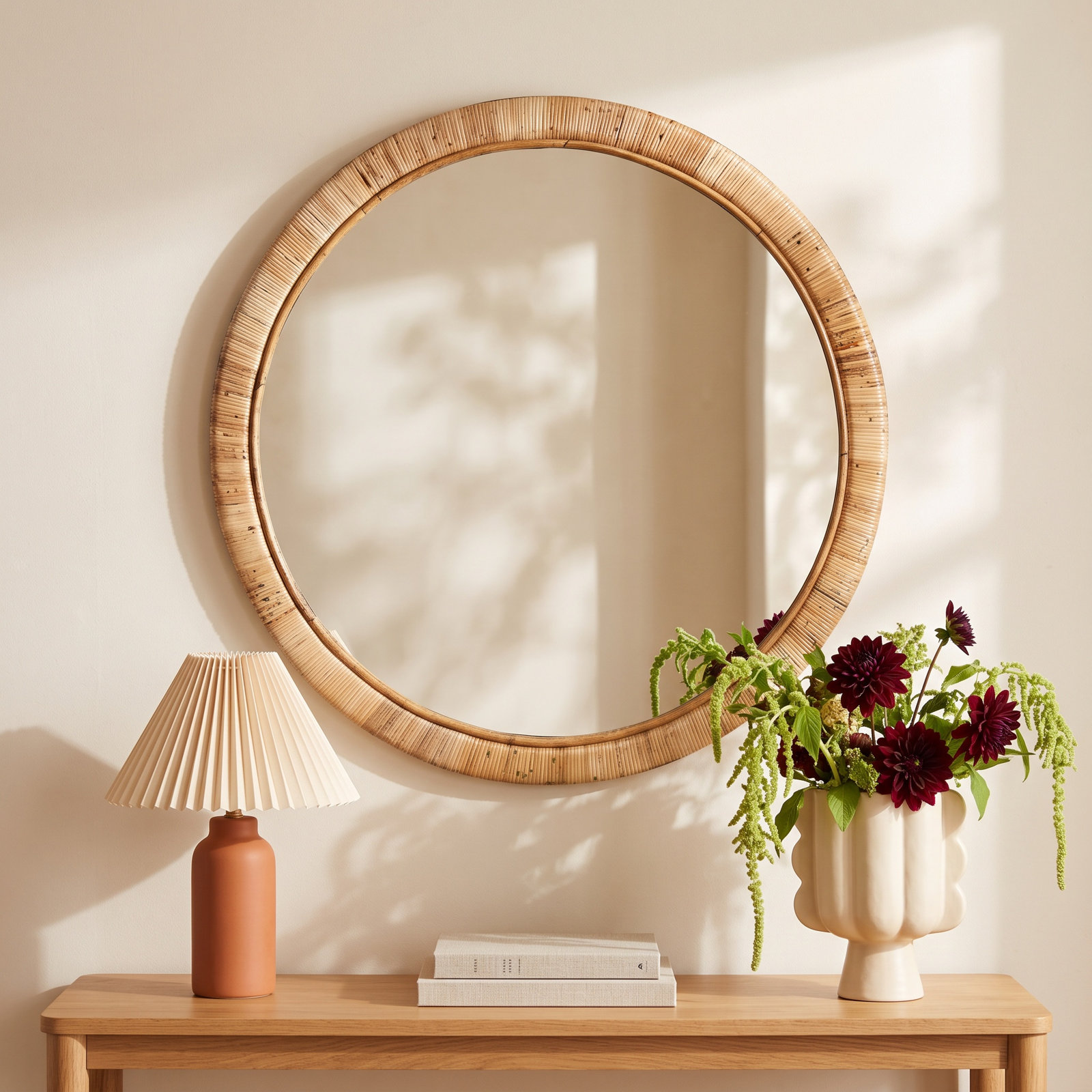 Lamont Rattan Round Mirror