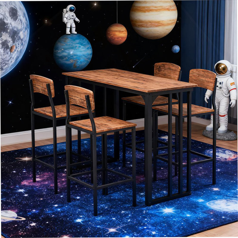 Ensemble de table de bar 5 pièces à hauteur de comptoir, une table avec quatre chaises