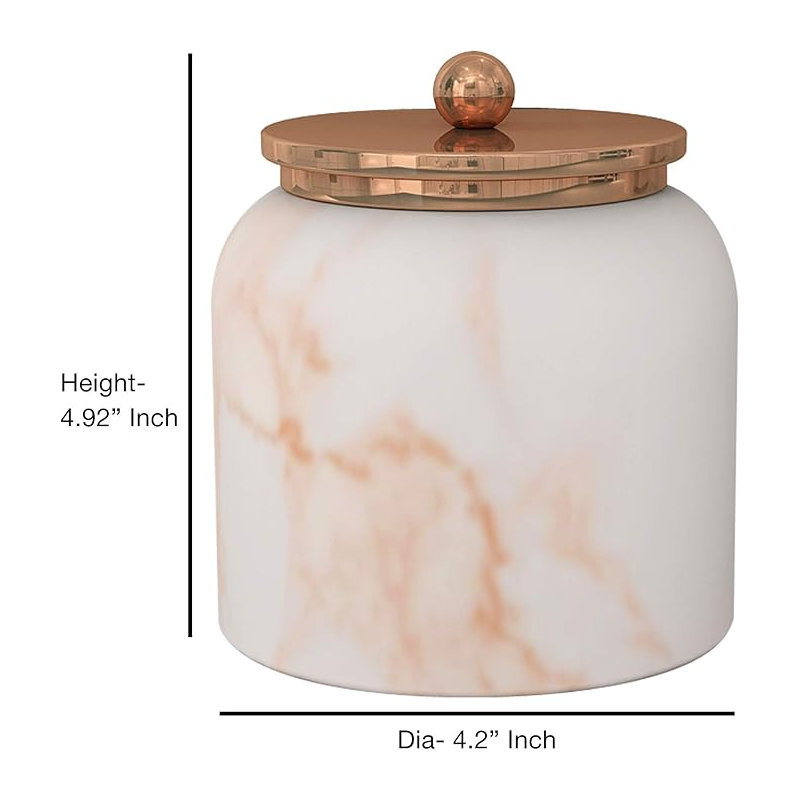 Contenant en résine, parfait pour les accessoires de maison et de salle de bain, Cuivre brumeux / blanc