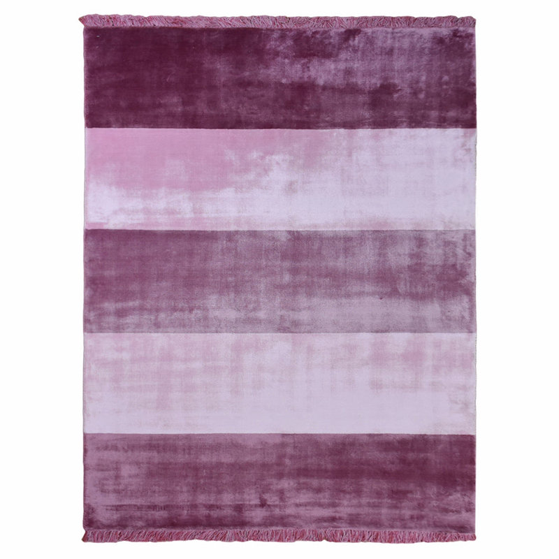 Hand Woven Silk & Viscose Contemporary Pink Rectangle Indoor Area Rug