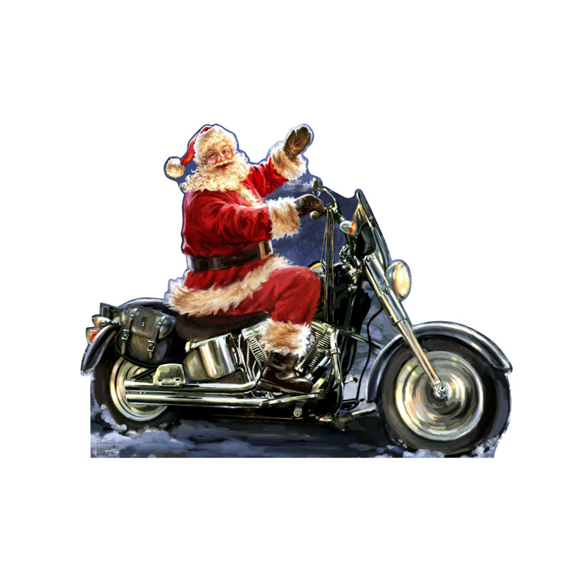 Santa Claus on Motorcycle Cardboard Standup by Dona Gelsinger