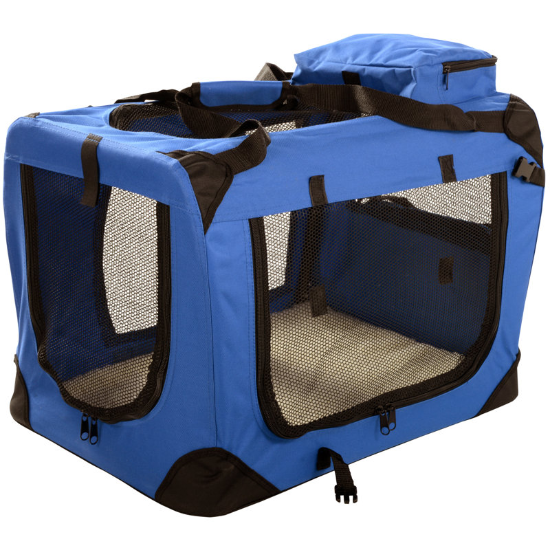 Chorley Collapsible Soft-Sided Crate with 1 Door, Blue, Medium (42 cm H x 42 cm W x  60 cm L)