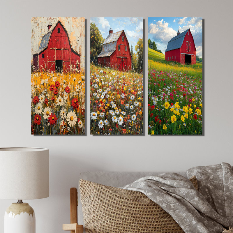 Barnyard In Full Bloom I - Farm Wall Art Collection, Toile tendue, H 28 po x l 36 po, Ne s’applique pas