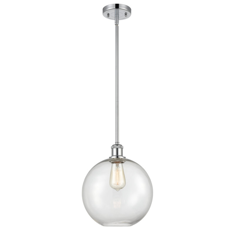 Luminaire suspendu sphère 1 lumière Baran, Ampoule DEL 6 watts Vinage, Transparent, Chrome poli