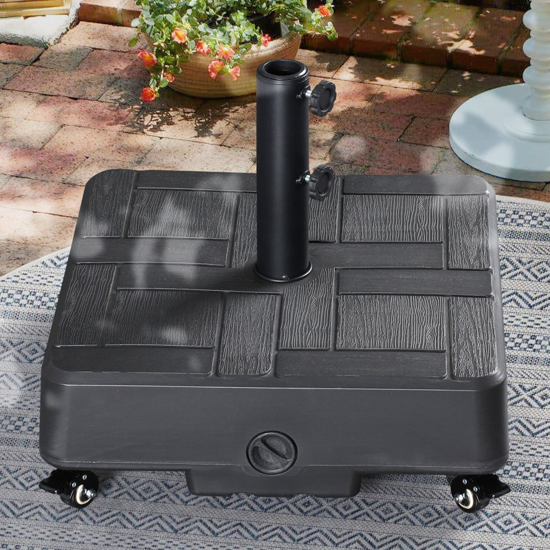 Base de parasol de 87 lb avec remplissable 4 roulettes 2 poignées, noir
