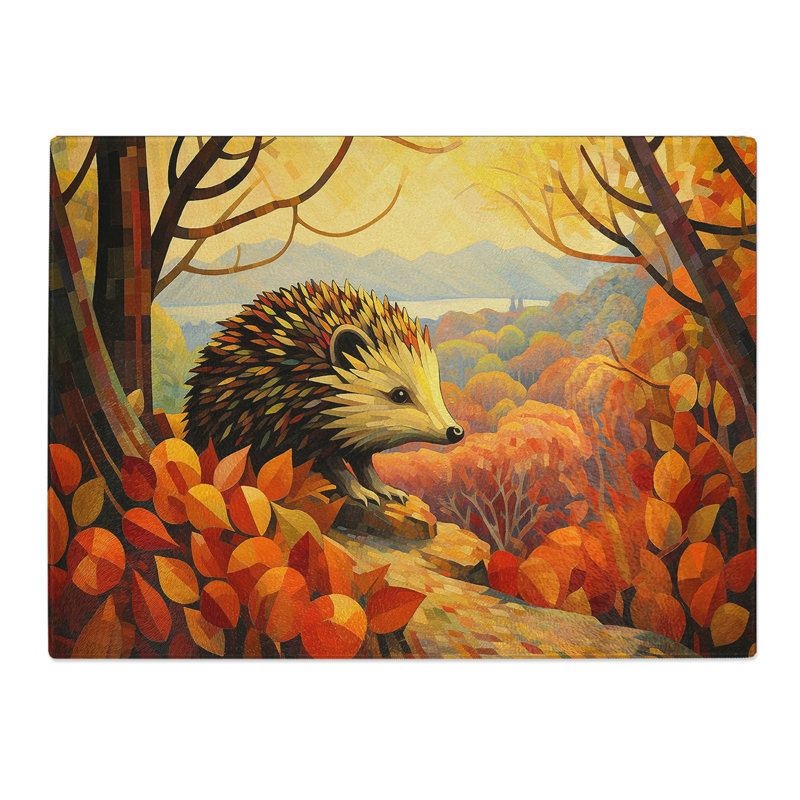 Hedgehog Art Deco  Glass Chopping Board